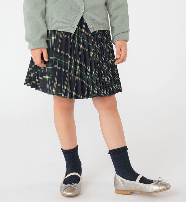 SHIPS KIDS「SHIPS KIDS:110～130cm / チェック プリーツ スカート」|フレア|ネイビー