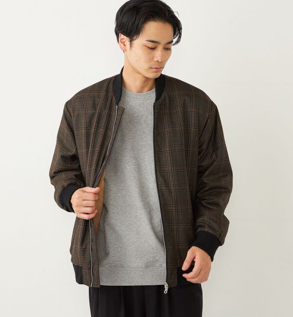 SHIPS Colors 「SHIPS Colors:THERMOLITE(R) ボア ボマー ジャケット チェック」|ブルゾン・スタジャン|