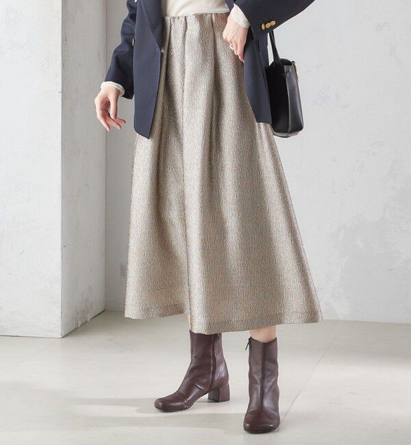 SHIPS for women「〈手洗い可能〉ラメ ブッチャー タック フレア スカート」|フレア|