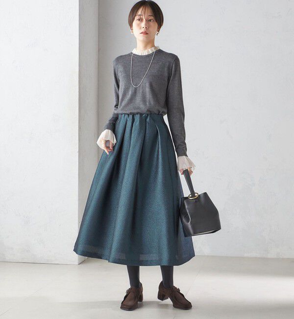 SHIPS for women「〈手洗い可能〉ラメ ブッチャー タック フレア スカート」|フレア|