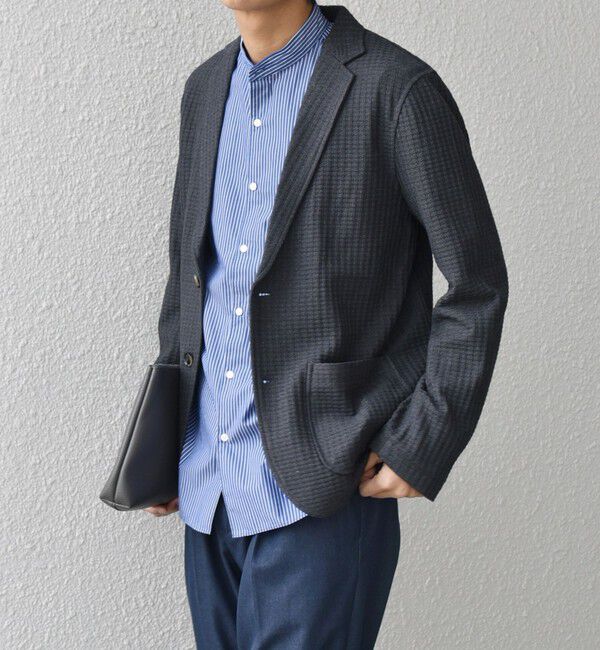 SHIPS any「SHIPS any:〈洗濯機可能〉TEXBRID(R) ワッフル ニッティング ジャケット◇」|テーラードジャケット|ダークグレー