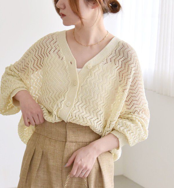 quaranciel「quaranciel:〈手洗い可能〉バルキーレース ドルマン スリーブ カーディガン」|カーディガン|