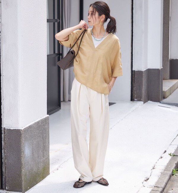 SHIPS for women「【一部WEB限定】〈手洗い可能〉IMPERIAL LINEN スキッパー ブラウス」|シャツ・ブラウス|
