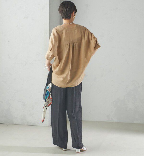 SHIPS for women「【一部WEB限定】〈手洗い可能〉IMPERIAL LINEN スキッパー ブラウス」|シャツ・ブラウス|