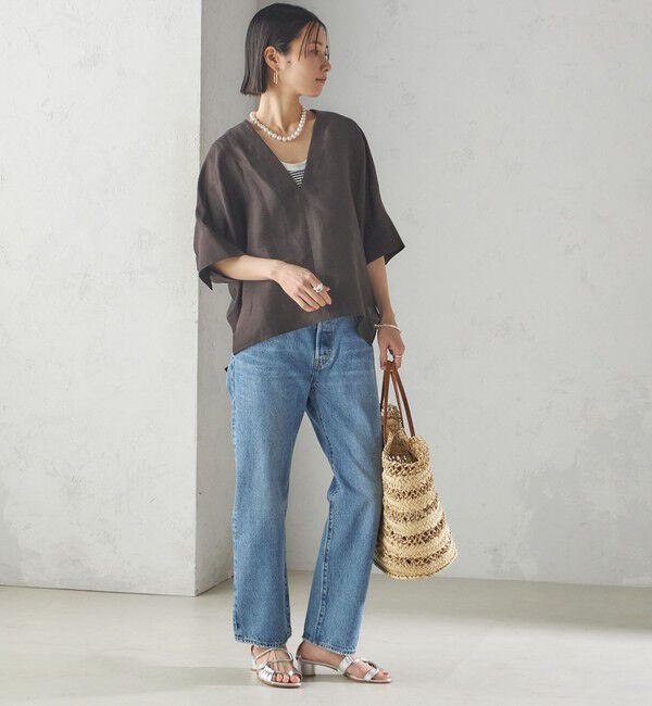 SHIPS for women「【一部WEB限定】〈手洗い可能〉IMPERIAL LINEN スキッパー ブラウス」|シャツ・ブラウス|