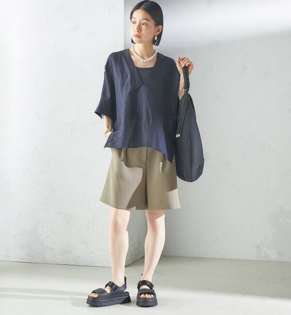 SHIPS for women「【一部WEB限定】〈手洗い可能〉IMPERIAL LINEN スキッパー ブラウス」|シャツ・ブラウス|