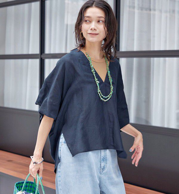 SHIPS for women「【一部WEB限定】〈手洗い可能〉IMPERIAL LINEN スキッパー ブラウス」|シャツ・ブラウス|