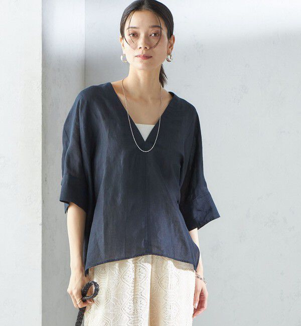 SHIPS for women「【一部WEB限定】〈手洗い可能〉IMPERIAL LINEN スキッパー ブラウス」|シャツ・ブラウス|