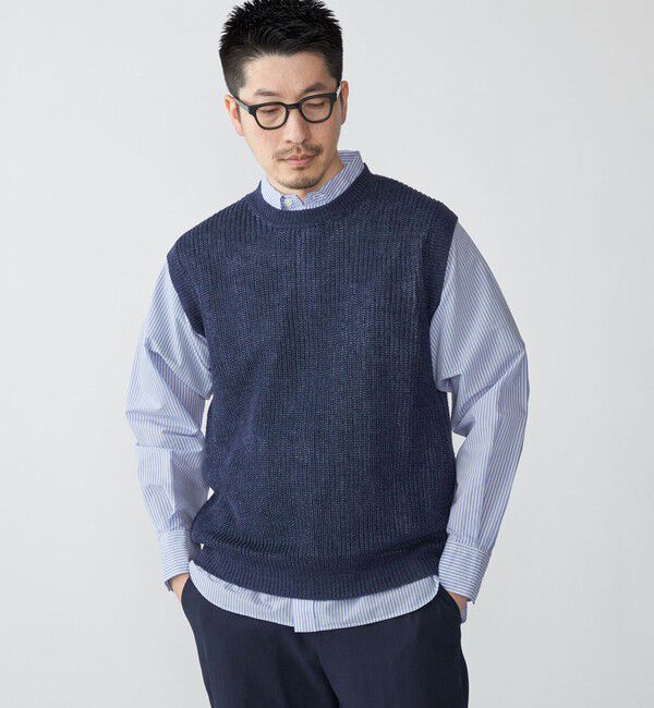 SHIPS「SHIPS: サンフェード リネン ニット ベスト」|ベスト・ジレ|