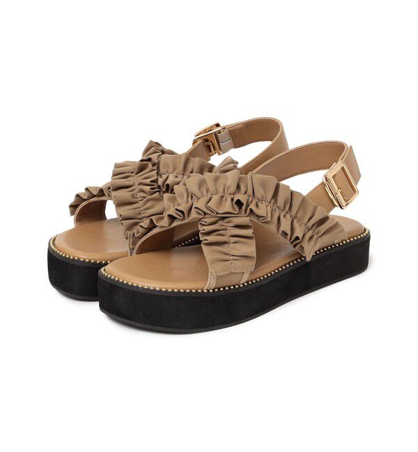 SHIPS for women「【WEB限定】クロス フリル プラット フォーム サンダル」|サンダル|