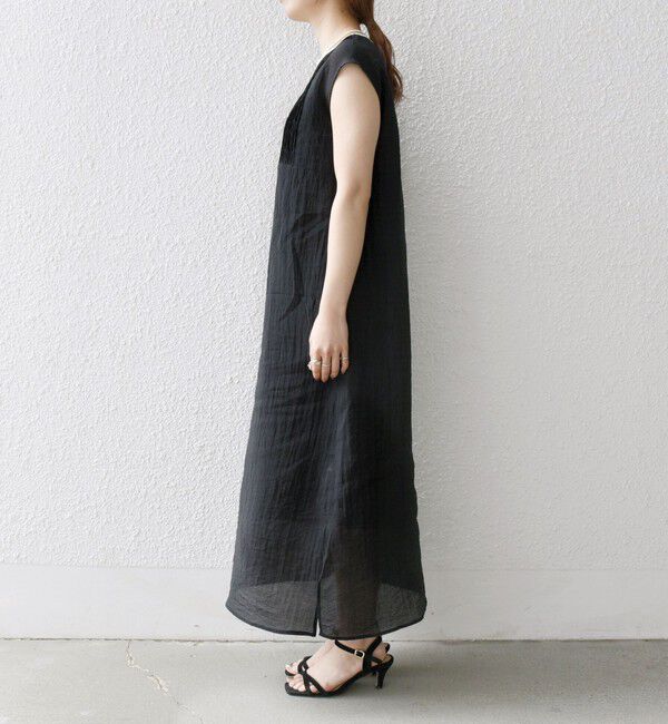 SHIPS any「SHIPS any: シアー キーネック フレンチスリーブ ピンタック ワンピース」|ワンピース|