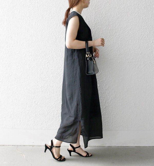 SHIPS any「SHIPS any: シアー キーネック フレンチスリーブ ピンタック ワンピース」|ワンピース|