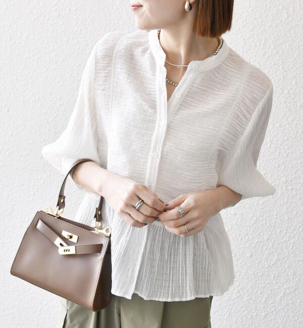 SHIPS any「SHIPS any:〈洗濯機可能〉楊柳 シャーリング ぺプラム ギャザー ブラウス」|シャツ・ブラウス|