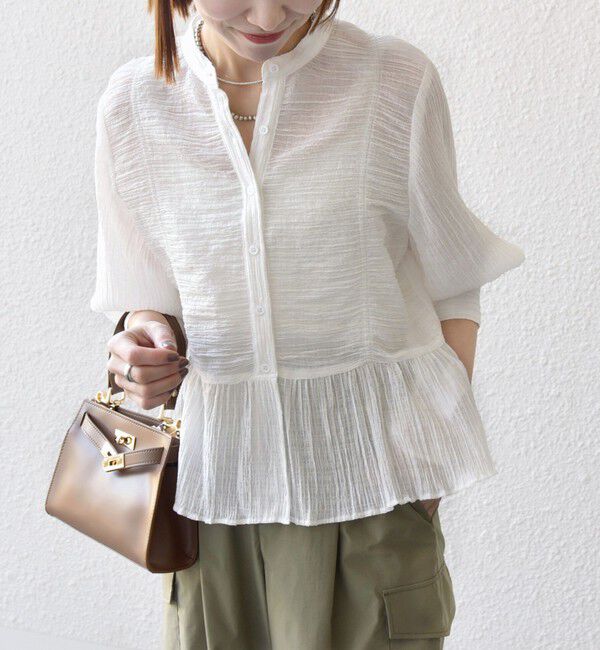 SHIPS any「SHIPS any:〈洗濯機可能〉楊柳 シャーリング ぺプラム ギャザー ブラウス」|シャツ・ブラウス|