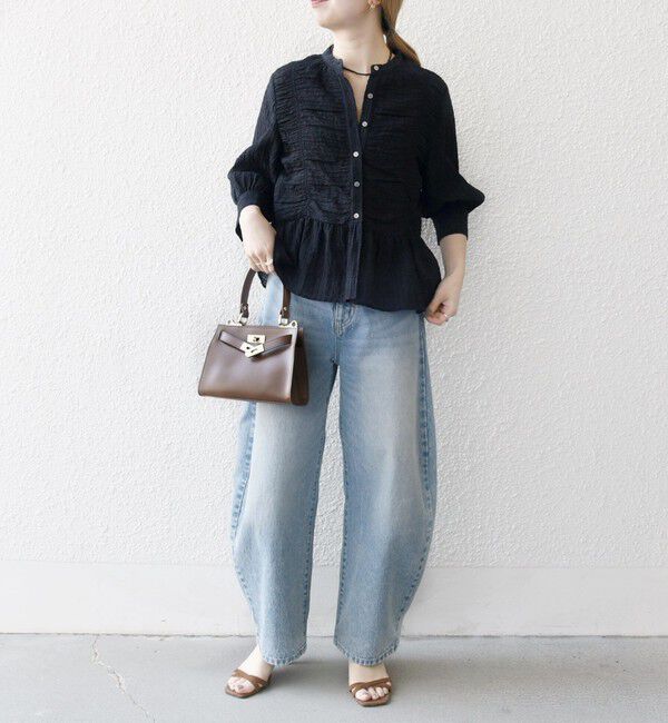 SHIPS any「SHIPS any:〈洗濯機可能〉楊柳 シャーリング ぺプラム ギャザー ブラウス」|シャツ・ブラウス|