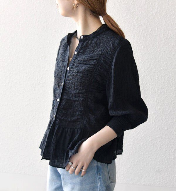 SHIPS any「SHIPS any:〈洗濯機可能〉楊柳 シャーリング ぺプラム ギャザー ブラウス」|シャツ・ブラウス|