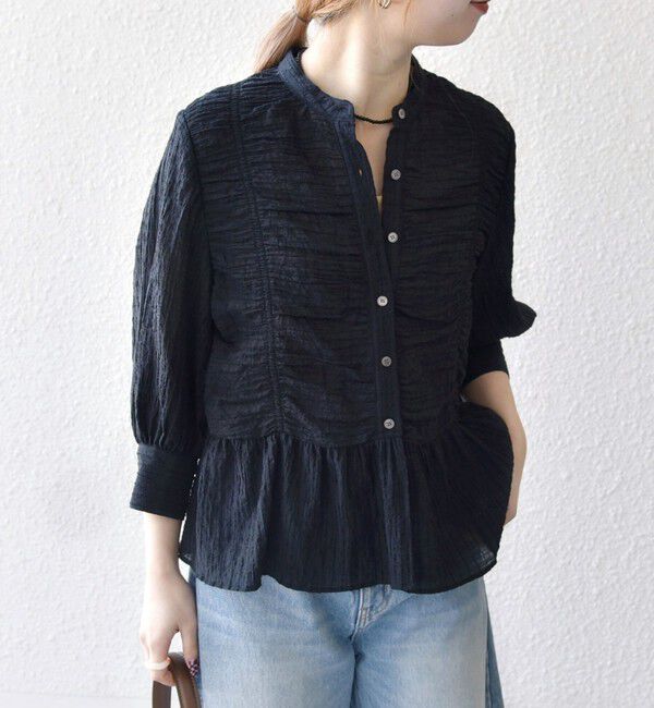 SHIPS any「SHIPS any:〈洗濯機可能〉楊柳 シャーリング ぺプラム ギャザー ブラウス」|シャツ・ブラウス|