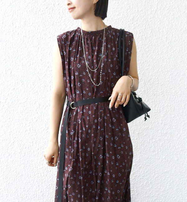 SHIPS for women「〈手洗い可能〉割繊 フラワー プリント ノースリーブ ワンピース」|ワンピース|