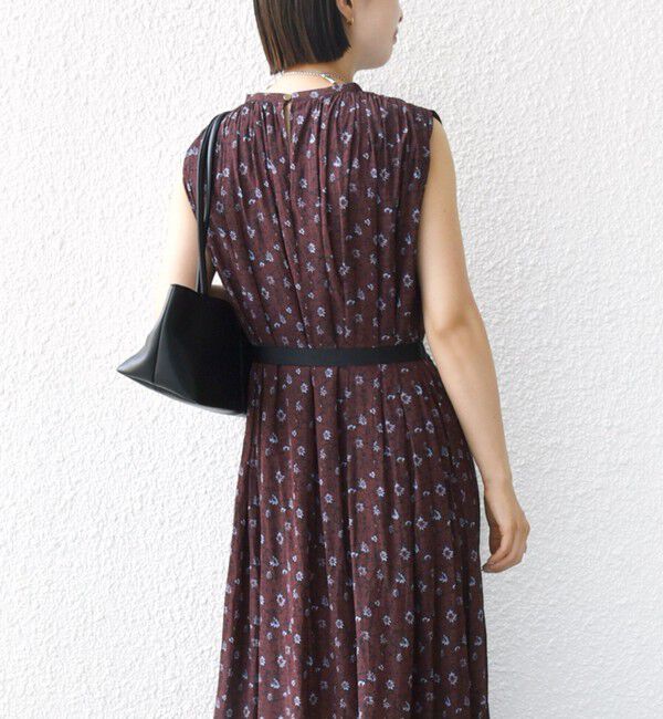 SHIPS for women「〈手洗い可能〉割繊 フラワー プリント ノースリーブ ワンピース」|ワンピース|