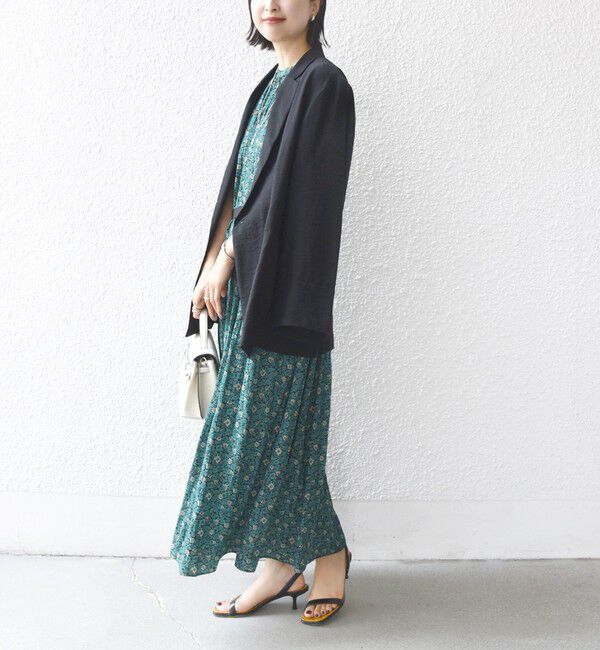 SHIPS for women「〈手洗い可能〉割繊 フラワー プリント ノースリーブ ワンピース」|ワンピース|