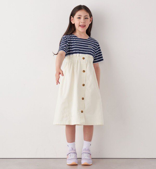 SHIPS any「SHIPS any: ロゴ 刺繍 ボーダー ドッキング ワンピース <KIDS>」|ワンピース|