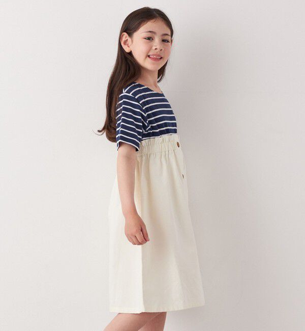 SHIPS any「SHIPS any: ロゴ 刺繍 ボーダー ドッキング ワンピース <KIDS>」|ワンピース|