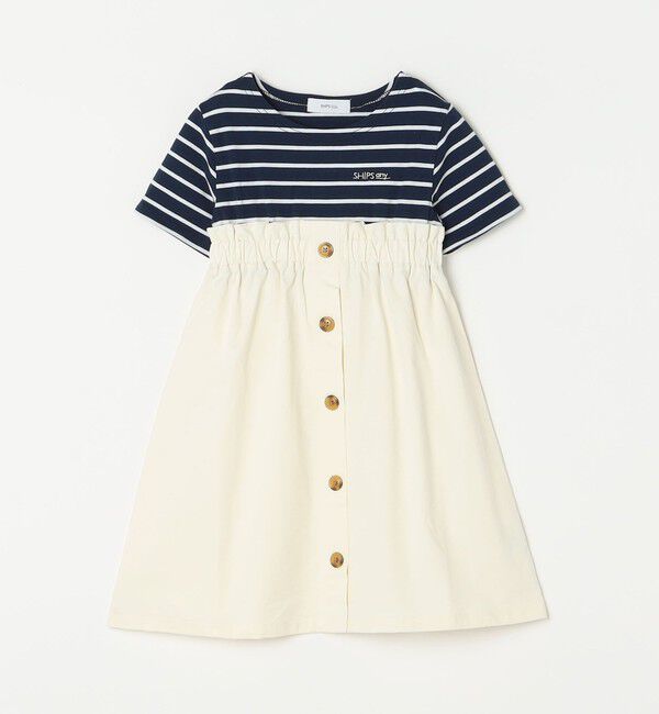 SHIPS any「SHIPS any: ロゴ 刺繍 ボーダー ドッキング ワンピース <KIDS>」|ワンピース|