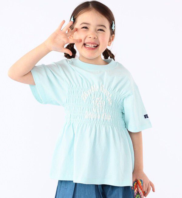 SHIPS KIDS「【SHIPS KIDS別注】RUSSELL ATHLETIC:100～130cm/ ギャザープリント 半袖 TEE」|Tシャツ・カットソー|
