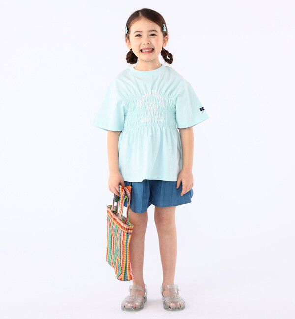 SHIPS KIDS「【SHIPS KIDS別注】RUSSELL ATHLETIC:100～130cm/ ギャザープリント 半袖 TEE」|Tシャツ・カットソー|