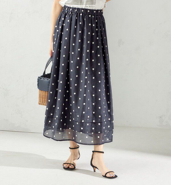 SHIPS for women「〈手洗い可能〉ドット 刺繍 ギャザー スカート」|スカート|
