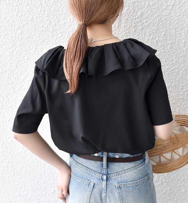 SHIPS any「【WEB限定】SHIPS any:〈洗濯機可能〉ラフ サテン フリルカラー ブラウス 25SS」|シャツ・ブラウス|