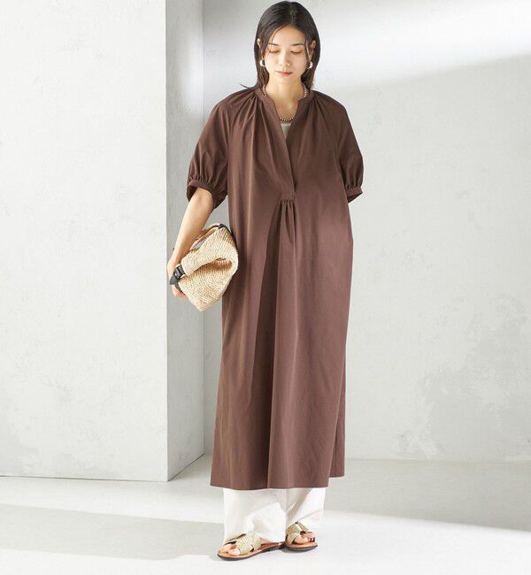 SHIPS for women「〈接触冷感 / 撥水加工〉TEX BRID(R)タフタ ギャザー ワンピース」|ワンピース|