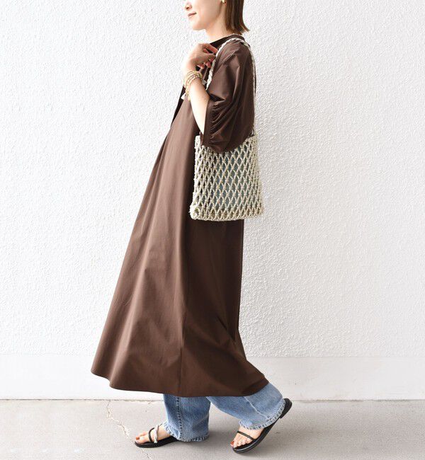 SHIPS for women「〈接触冷感 / 撥水加工〉TEX BRID(R)タフタ ギャザー ワンピース」|ワンピース|