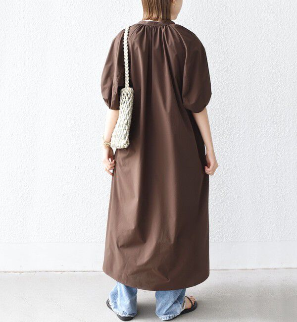 SHIPS for women「〈接触冷感 / 撥水加工〉TEX BRID(R)タフタ ギャザー ワンピース」|ワンピース|