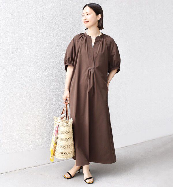 SHIPS for women「〈接触冷感 / 撥水加工〉TEX BRID(R)タフタ ギャザー ワンピース」|ワンピース|