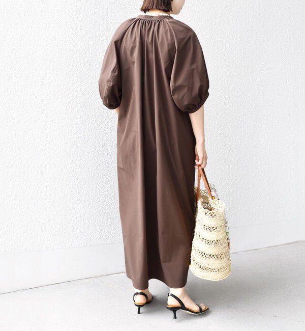 SHIPS for women「〈接触冷感 / 撥水加工〉TEX BRID(R)タフタ ギャザー ワンピース」|ワンピース|