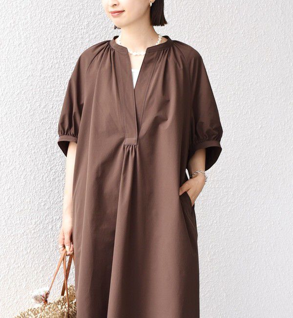 SHIPS for women「〈接触冷感 / 撥水加工〉TEX BRID(R)タフタ ギャザー ワンピース」|ワンピース|