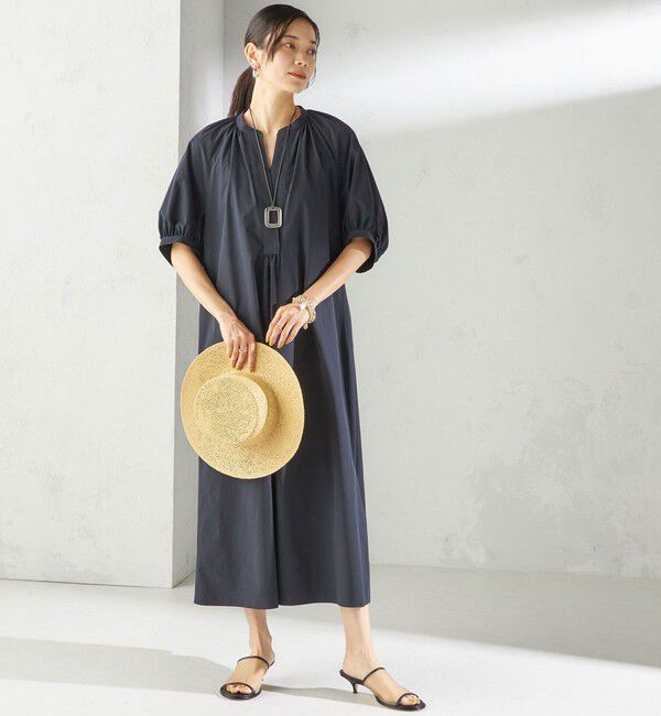 SHIPS for women「〈接触冷感 / 撥水加工〉TEX BRID(R)タフタ ギャザー ワンピース」|ワンピース|