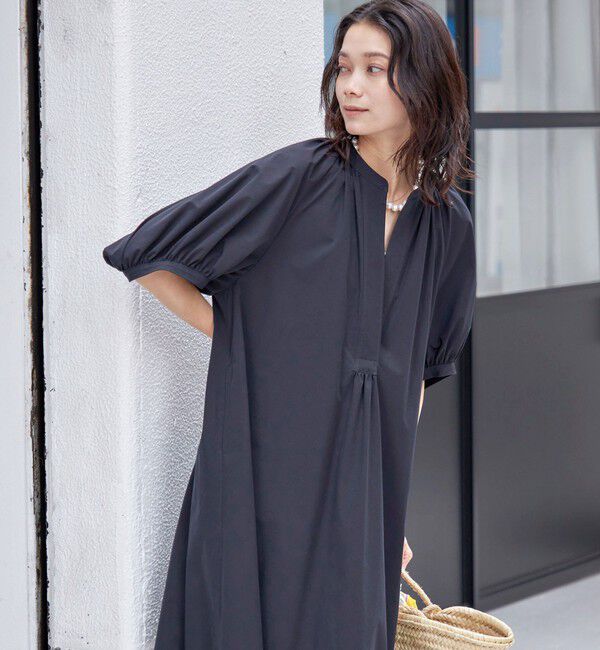 SHIPS for women「〈接触冷感 / 撥水加工〉TEX BRID(R)タフタ ギャザー ワンピース」|ワンピース|