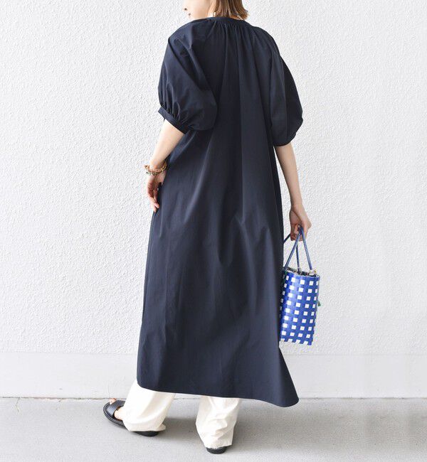 SHIPS for women「〈接触冷感 / 撥水加工〉TEX BRID(R)タフタ ギャザー ワンピース」|ワンピース|