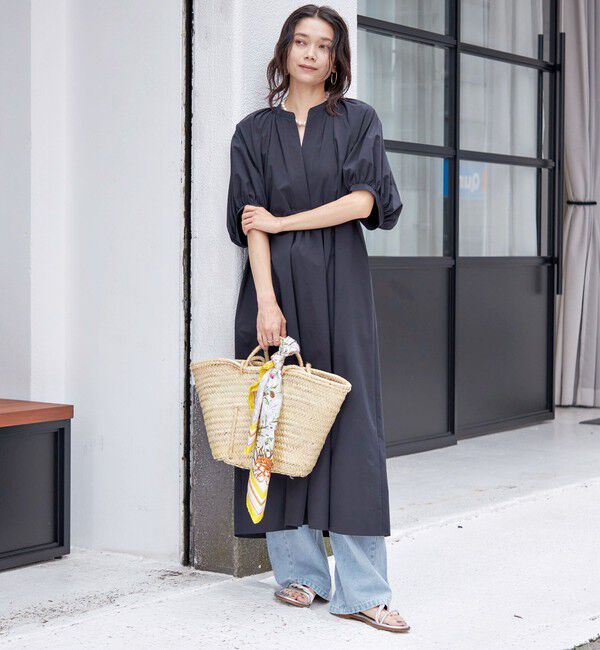 SHIPS for women「〈接触冷感 / 撥水加工〉TEX BRID(R)タフタ ギャザー ワンピース」|ワンピース|