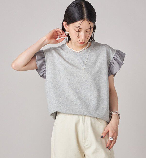 SHIPS for women「SHIPS NINE CASE:〈手洗い可能〉ミニ 裏毛 フリル カットソー」|Tシャツ・カットソー|ライトグレー
