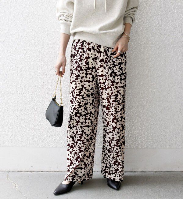 SHIPS any「SHIPS any:〈洗濯機可能〉フラワー ポリエステル ベロア ワイド イージー パンツ」|その他|