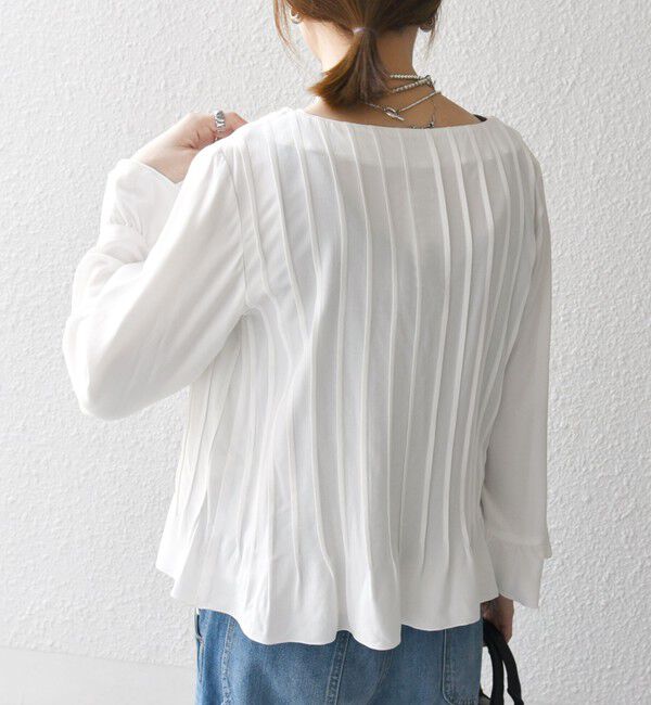 SHIPS any「SHIPS any:〈洗濯機可能〉ラッフル リボン ピンタック フレアスリーブ ブラウス」|シャツ・ブラウス|