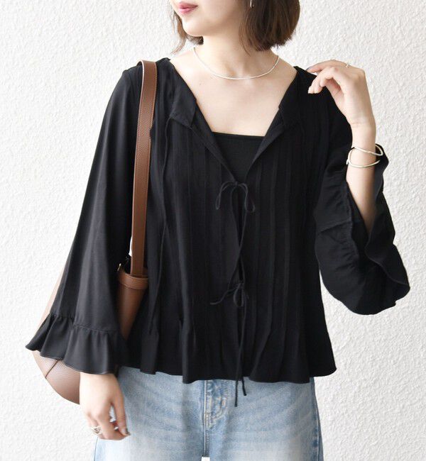 SHIPS any「SHIPS any:〈洗濯機可能〉ラッフル リボン ピンタック フレアスリーブ ブラウス」|シャツ・ブラウス|