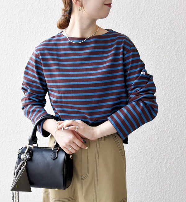 SHIPS any「ORCIVAL:〈手洗い可能〉ボートネック ボーダー ロングスリーブ プルオーバー 25AW」|Tシャツ・カットソー|
