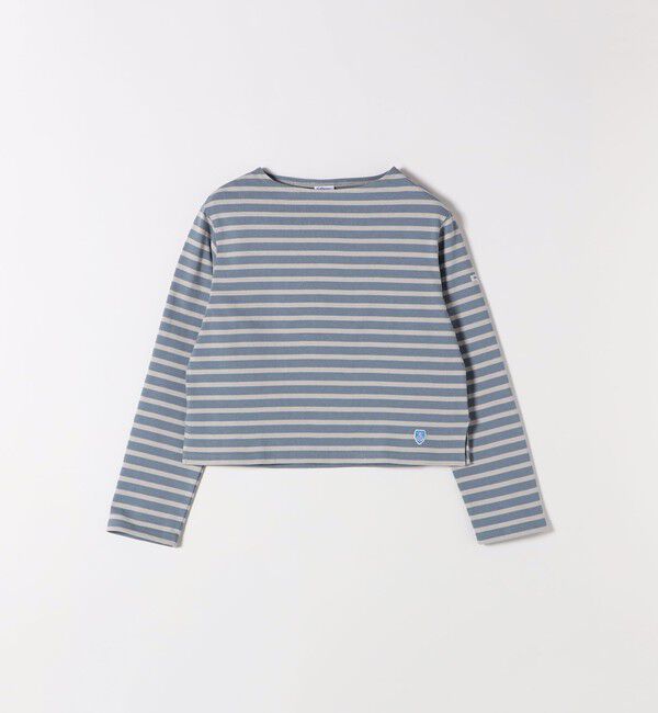 SHIPS any「ORCIVAL:〈手洗い可能〉ボートネック ボーダー ロングスリーブ プルオーバー 25AW」|Tシャツ・カットソー|ライトブルー