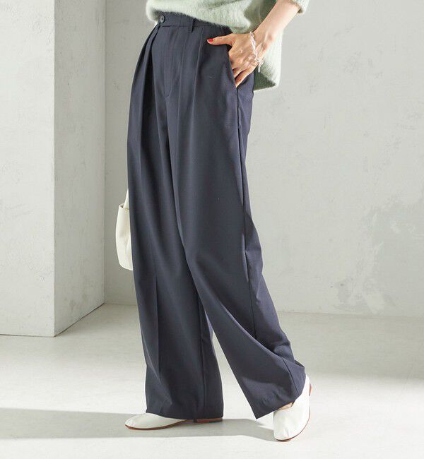 SHIPS for women「〈手洗い可能〉トロピカル タック パンツ（セットアップ対応）」|スラックス|