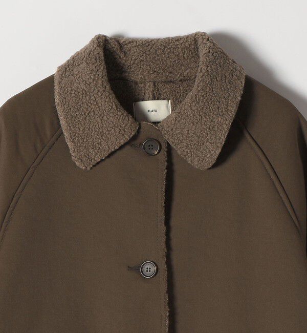 SHIPS any「FLAT YOU: ポリエステル ムートン ボア ロング コート」|ステンカラーコート|