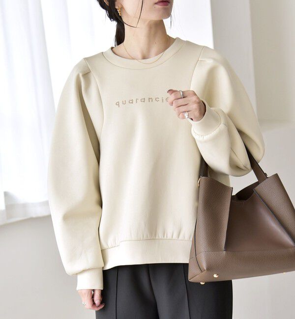 quaranciel「quaranciel:〈洗濯機可能〉スタッズ ロゴ ダンボール スウェット プルオーバー」|スウェット・ジャージ|